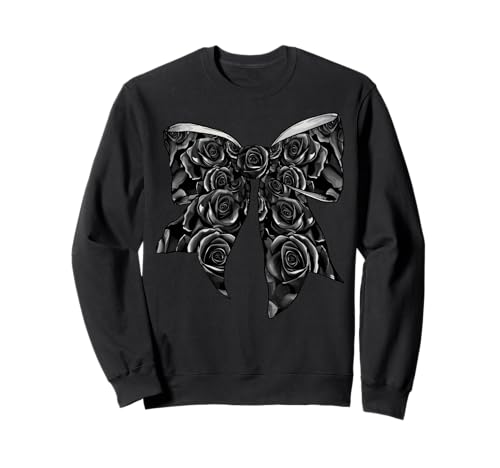 Schwarze Rosen Rose Blumenmuster Mädchen Kokette Schleife Sweatshirt von Womens Coquette Bow Roses Black Flower Gifts