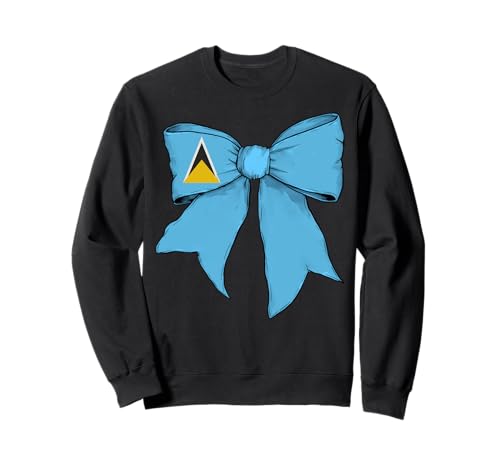 Sankt Lucia St. Lucian Pride Flagge Mädchen Kokette Schleife Band Sweatshirt von Womens Coquette Bow Saint Lucia Heritage Gifts