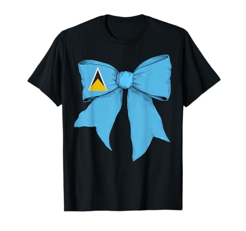 Sankt Lucia St. Lucian Pride Flagge Mädchen Kokette Schleife Band T-Shirt Sankt Lucia St. Lucian Pride Flagge Mädchen Kokette Schleife Band T-Shirt von Womens Coquette Bow Saint Lucia Heritage Gifts