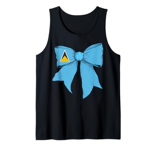 Sankt Lucia St. Lucian Pride Flagge Mädchen Kokette Schleife Band Tank Top von Womens Coquette Bow Saint Lucia Heritage Gifts