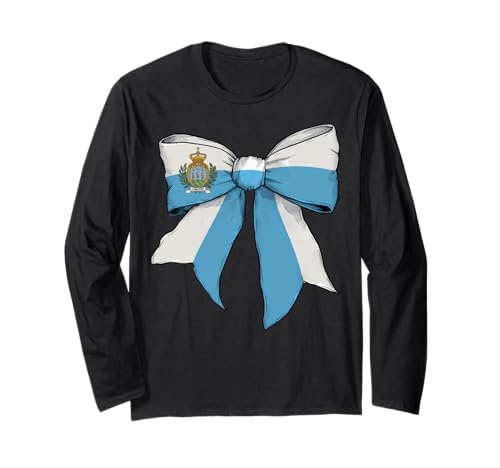 San Marino Sammarinesischer Stolz Flagge Mädchen Kokette Schleife Band Langarmshirt San Marino Sammarinesischer Stolz Flagge Mädchen Kokette Schleife Band Langarmshirt von Womens Coquette Bow San Marino Heritage Flag Gifts