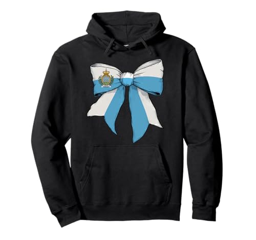San Marino Sammarinesischer Stolz Flagge Mädchen Kokette Schleife Band Pullover Hoodie von Womens Coquette Bow San Marino Heritage Flag Gifts