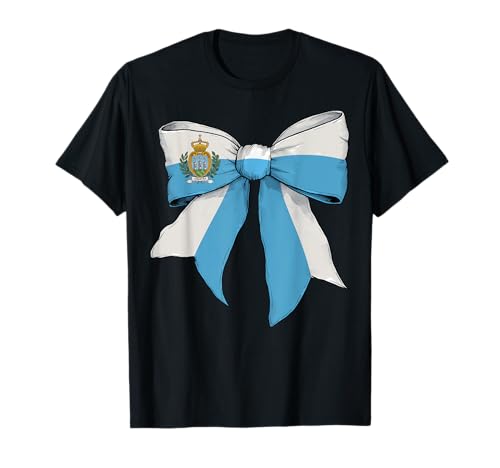 San Marino Sammarinesischer Stolz Flagge Mädchen Kokette Schleife Band T-Shirt von Womens Coquette Bow San Marino Heritage Flag Gifts
