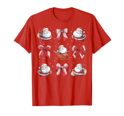 Weihnachtsmann Weihnachtsmann Mädchen Kokette Schleife T-Shirt Weihnachtsmann Weihnachtsmann Mädchen Kokette Schleife T-Shirt von Womens Coquette Bow Santa Christmas Xmas Gifts