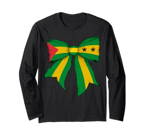 Sao Tome und Principe São Toméan Pride Flagge Mädchen Kokette Langarmshirt Sao Tome und Principe São Toméan Pride Flagge Mädchen Kokette Langarmshirt von Womens Coquette Bow Sao Tome And Principe Gifts