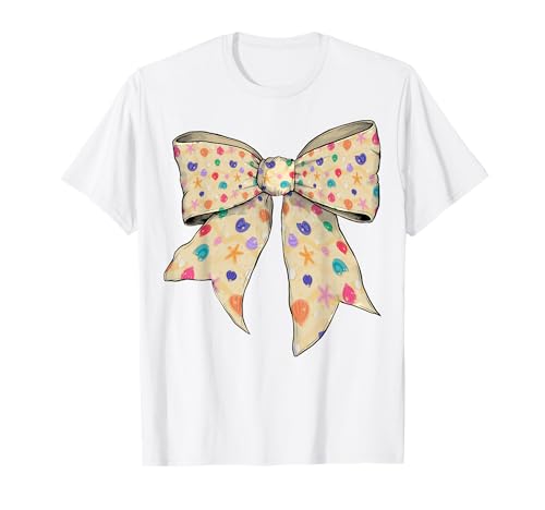 Muscheln Korallen Küste Strand Sommer Mädchen Kokette Schleife T-Shirt Muscheln Korallen Küste Strand Sommer Mädchen Kokette Schleife T-Shirt von Womens Coquette Bow Sea Shells Corals Gifts