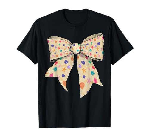 Muscheln Korallen Küste Strand Sommer Mädchen Kokette Schleife T-Shirt Muscheln Korallen Küste Strand Sommer Mädchen Kokette Schleife T-Shirt von Womens Coquette Bow Sea Shells Corals Gifts