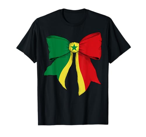 Kokettenschleifenband mit senegalesischer Pride-Flagge für Mädchen T-Shirt von Womens Coquette Bow Senegal Heritage Flag Gifts