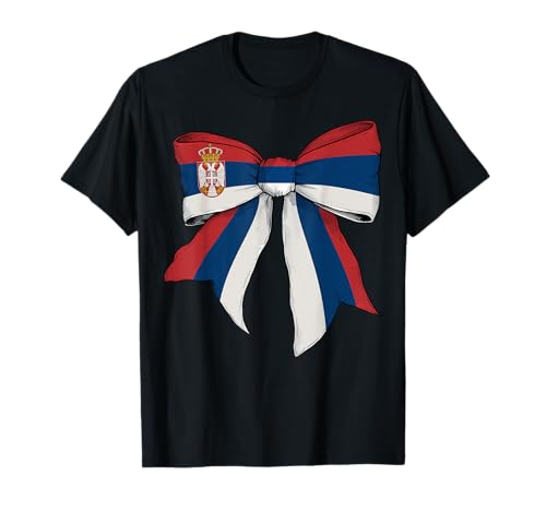 Serbien Serbien Pride Flag Girl Coquette Bow Ribbon T-Shirt Serbien Serbien Pride Flag Girl Coquette Bow Ribbon T-Shirt von Womens Coquette Bow Serbia Heritage Flag Gifts