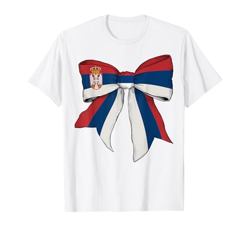 Serbien Serbien Pride Flag Girl Coquette Bow Ribbon T-Shirt Serbien Serbien Pride Flag Girl Coquette Bow Ribbon T-Shirt von Womens Coquette Bow Serbia Heritage Flag Gifts