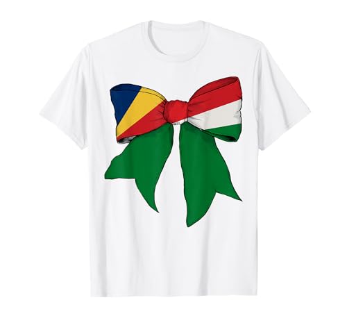 Seychellen Seychellen Pride Flagge Mädchen Kokette Schleife Band T-Shirt Seychellen Seychellen Pride Flagge Mädchen Kokette Schleife Band T-Shirt von Womens Coquette Bow Seychelles Heritage Flag Gifts