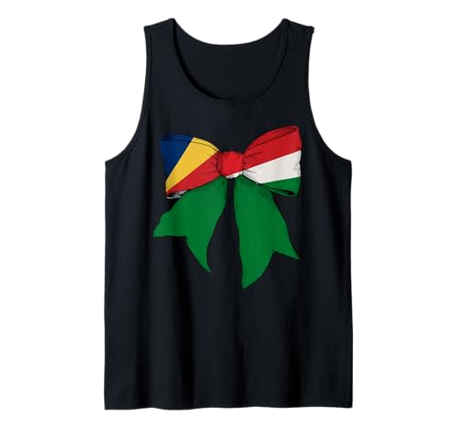 Seychellen Seychellen Pride Flagge Mädchen Kokette Schleife Band Tank Top Seychellen Seychellen Pride Flagge Mädchen Kokette Schleife Band Tank Top von Womens Coquette Bow Seychelles Heritage Flag Gifts