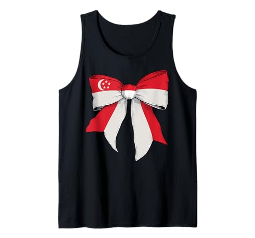 Singapur Singapur Pride Flag Girl Coquette Bow Ribbon Tank Top von Womens Coquette Bow Singapore Heritage Flag Gifts