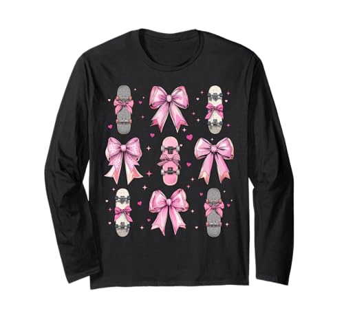 Skateboard Skateboarder Skateboard Skater Mädchen Kokette Langarmshirt Skateboard Skateboarder Skateboard Skater Mädchen Kokette Langarmshirt von Womens Coquette Bow Skateboarding Skater Gifts