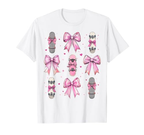 Skateboard Skateboarder Skateboard Skater Mädchen Kokette T-Shirt Skateboard Skateboarder Skateboard Skater Mädchen Kokette T-Shirt von Womens Coquette Bow Skateboarding Skater Gifts