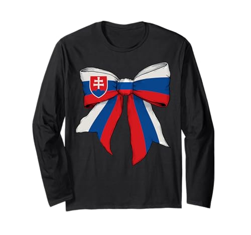 Slowakei Slowakei Pride Flagge Mädchen Kokette Schleife Band Langarmshirt von Womens Coquette Bow Slovakia Heritage Flag Gifts