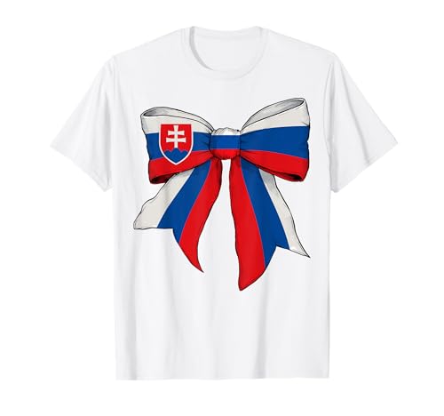 Slowakei Slowakei Pride Flagge Mädchen Kokette Schleife Band T-Shirt von Womens Coquette Bow Slovakia Heritage Flag Gifts