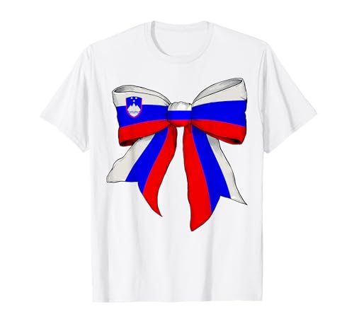 Slowenien Slowenien Pride Flagge Mädchen Kokette Schleife Band T-Shirt Slowenien Slowenien Pride Flagge Mädchen Kokette Schleife Band T-Shirt von Womens Coquette Bow Slovenia Heritage Flag Gifts