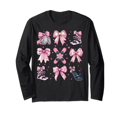 Snowboard Snowboard Snowboarder Girl Coquette Bow Pink Langarmshirt Snowboard Snowboard Snowboarder Girl Coquette Bow Pink Langarmshirt von Womens Coquette Bow Snowboarding Snowboard Gifts