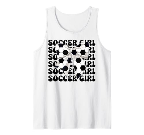 Fußball-Mädchen Kokette Schleife Tank Top Fußball-Mädchen Kokette Schleife Tank Top von Womens Coquette Bow Soccer Player Gifts