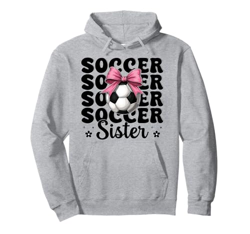 Fußball Schwester Fußball Mädchen Kokette Bogen Pullover Hoodie Fußball Schwester Fußball Mädchen Kokette Bogen Pullover Hoodie von Womens Coquette Bow Soccer Player Gifts