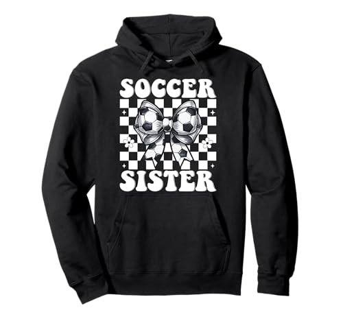 Fußball Schwester Fußball Mädchen Kokette Bogen Pullover Hoodie Fußball Schwester Fußball Mädchen Kokette Bogen Pullover Hoodie von Womens Coquette Bow Soccer Player Gifts