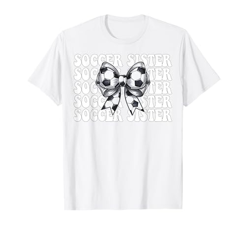 Fußball Schwester Fußball Mädchen Kokette Bogen T-Shirt Fußball Schwester Fußball Mädchen Kokette Bogen T-Shirt von Womens Coquette Bow Soccer Player Gifts
