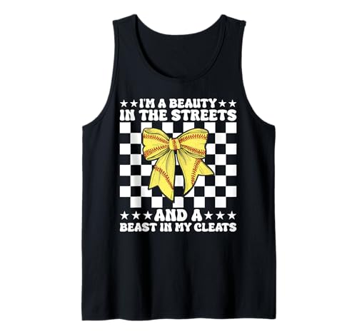 Softball-Mädchen Mama Coquette Bow Ich Bin eine Schönheit auf der Straße Tank Top von Womens Coquette Bow Softball Player Gifts