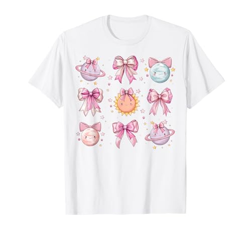 Sonnensystem Astrologie Planeten Mädchen Kokette Schleife Rosa T-Shirt Sonnensystem Astrologie Planeten Mädchen Kokette Schleife Rosa T-Shirt von Womens Coquette Bow Solar System Astrology Gifts