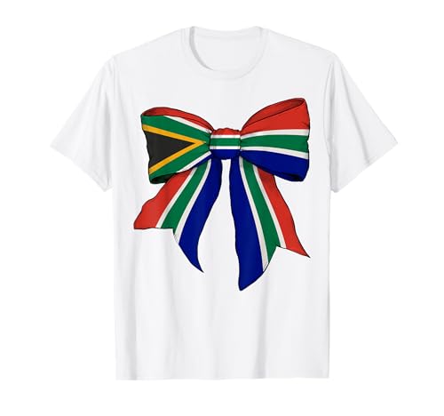 Südafrika Südafrika Stolz Flagge Mädchen Kokette Schleife T-Shirt Südafrika Südafrika Stolz Flagge Mädchen Kokette Schleife T-Shirt von Womens Coquette Bow South Africa Heritage Gifts