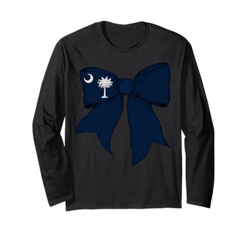 Kokettenschleifenband für Mädchen, Flagge des Bundesstaates South Carolina Langarmshirt Kokettenschleifenband für Mädchen, Flagge des Bundesstaates South Carolina Langarmshirt von Womens Coquette Bow South Carolina Heritage Gifts