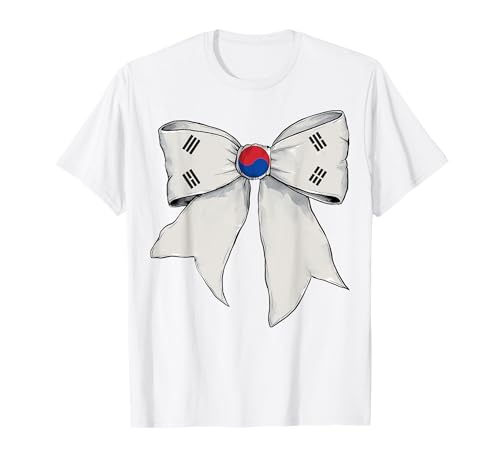 Südkorea Südkorea Pride Flagge Mädchen Kokette Schleife Band T-Shirt Südkorea Südkorea Pride Flagge Mädchen Kokette Schleife Band T-Shirt von Womens Coquette Bow South Korea Heritage Gifts