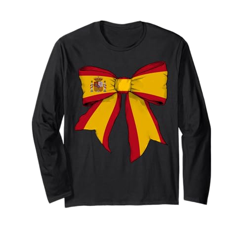 Spanien Spanien Pride Flagge Mädchen Kokette Schleife Band Langarmshirt von Womens Coquette Bow Spain Heritage Flag Gifts