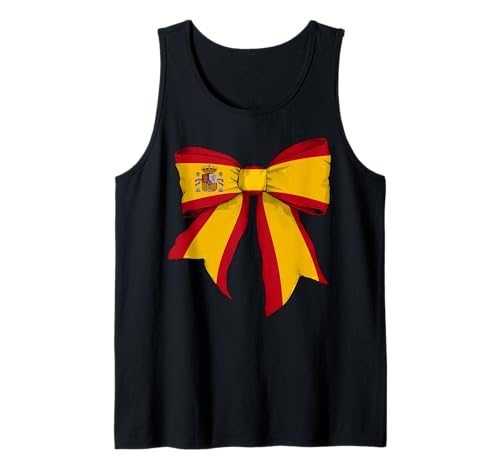 Spanien Spanien Pride Flagge Mädchen Kokette Schleife Band Tank Top von Womens Coquette Bow Spain Heritage Flag Gifts