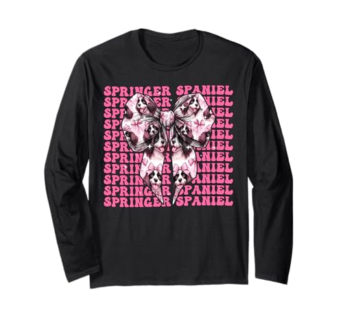 Springer Spaniel Hund Mädchen Kokette Schleife Rosa Band Langarmshirt Springer Spaniel Hund Mädchen Kokette Schleife Rosa Band Langarmshirt von Womens Coquette Bow Springer Spaniel Dog Gifts