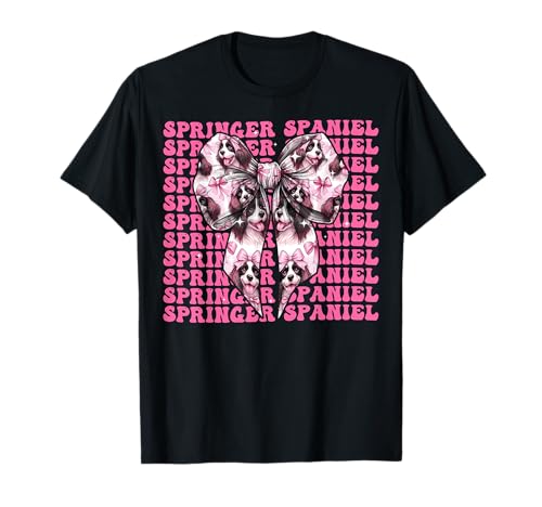 Springer Spaniel Hund Mädchen Kokette Schleife Rosa Band T-Shirt von Womens Coquette Bow Springer Spaniel Dog Gifts