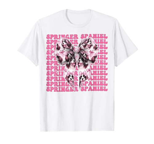Springer Spaniel Hund Mädchen Kokette Schleife Rosa Band T-Shirt von Womens Coquette Bow Springer Spaniel Dog Gifts