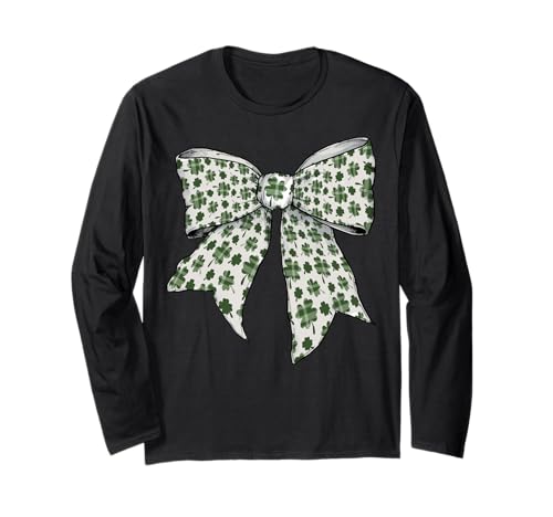 Irish Shamrock Girl Kokettenbogen zum St. Patrick's Day Langarmshirt Irish Shamrock Girl Kokettenbogen zum St. Patrick's Day Langarmshirt von Womens Coquette Bow St. Patrick's Day Irish Gifts