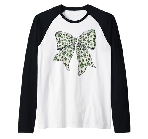 Irish Shamrock Girl Kokettenbogen zum St. Patrick's Day Raglan Irish Shamrock Girl Kokettenbogen zum St. Patrick's Day Raglan von Womens Coquette Bow St. Patrick's Day Irish Gifts