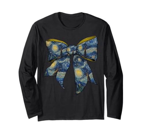 Sternennacht Van Gogh Gemälde Mädchen Kokette Schleife Langarmshirt Sternennacht Van Gogh Gemälde Mädchen Kokette Schleife Langarmshirt von Womens Coquette Bow Starry Night Van Gogh Gifts
