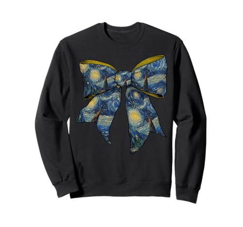 Sternennacht Van Gogh Gemälde Mädchen Kokette Schleife Sweatshirt Sternennacht Van Gogh Gemälde Mädchen Kokette Schleife Sweatshirt von Womens Coquette Bow Starry Night Van Gogh Gifts