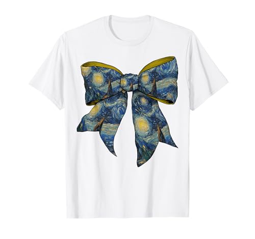 Sternennacht Van Gogh Gemälde Mädchen Kokette Schleife T-Shirt Sternennacht Van Gogh Gemälde Mädchen Kokette Schleife T-Shirt von Womens Coquette Bow Starry Night Van Gogh Gifts