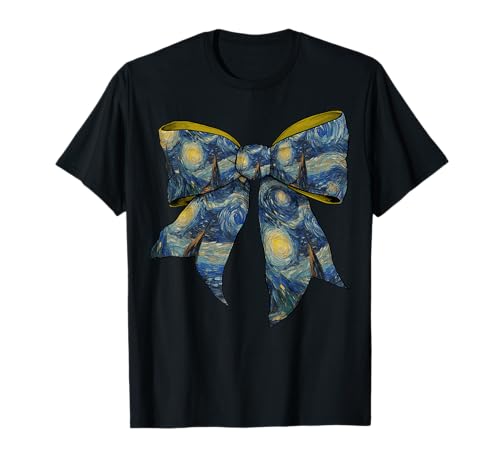 Sternennacht Van Gogh Gemälde Mädchen Kokette Schleife T-Shirt Sternennacht Van Gogh Gemälde Mädchen Kokette Schleife T-Shirt von Womens Coquette Bow Starry Night Van Gogh Gifts