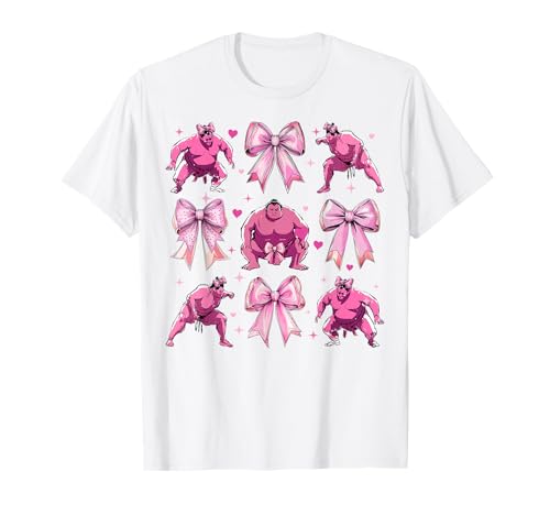 Sumo Wrestling Japanische Sumo Wrestler Mädchen Kokette Schleife Rosa T-Shirt von Womens Coquette Bow Sumo Wrestling Wrestler Gifts