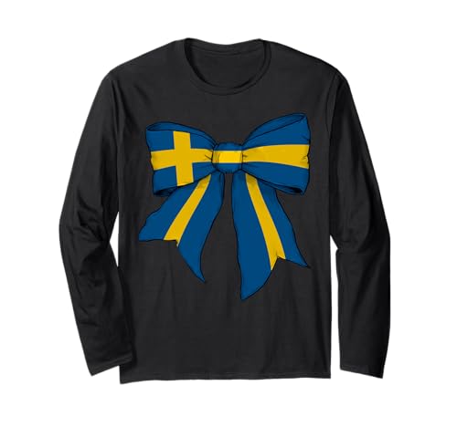 Schweden Schwede Pride Flagge Mädchen Kokette Schleife Band Langarmshirt Schweden Schwede Pride Flagge Mädchen Kokette Schleife Band Langarmshirt von Womens Coquette Bow Sweden Heritage Flag Gifts