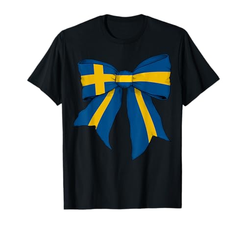 Schweden Schwede Pride Flagge Mädchen Kokette Schleife Band T-Shirt Schweden Schwede Pride Flagge Mädchen Kokette Schleife Band T-Shirt von Womens Coquette Bow Sweden Heritage Flag Gifts