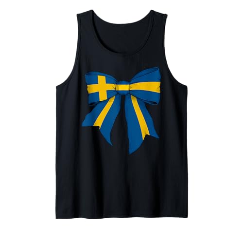 Schweden Schwede Pride Flagge Mädchen Kokette Schleife Band Tank Top Schweden Schwede Pride Flagge Mädchen Kokette Schleife Band Tank Top von Womens Coquette Bow Sweden Heritage Flag Gifts