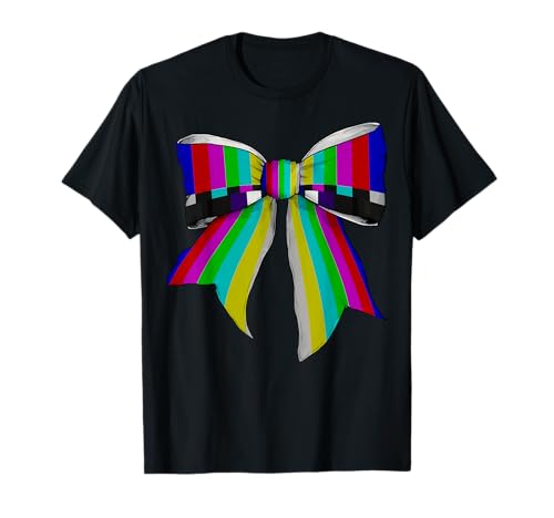 TV-Testmuster Kinematographie Kameramann Mädchen Kokette T-Shirt von Womens Coquette Bow TV Test Pattern Gifts