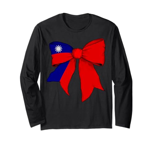 Taiwan Taiwanesische Stolz Flagge Mädchen Kokette Schleife Band Langarmshirt Taiwan Taiwanesische Stolz Flagge Mädchen Kokette Schleife Band Langarmshirt von Womens Coquette Bow Taiwan Heritage Flag Gifts