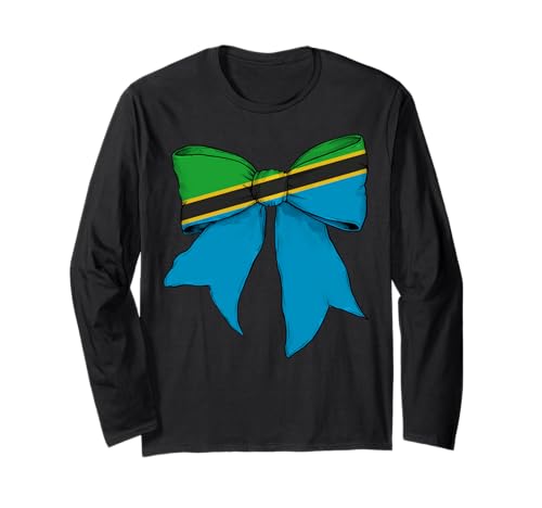 Tansania Tansania Pride Flag Girl Coquette Bow Ribbon Langarmshirt Tansania Tansania Pride Flag Girl Coquette Bow Ribbon Langarmshirt von Womens Coquette Bow Tanzania Heritage Flag Gifts
